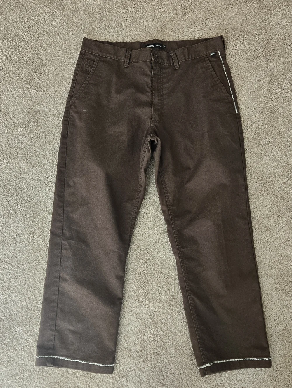 Vans Mikey February Authentic Relaxed Fit Cropped Chino Pants Mens Size 36 Brown